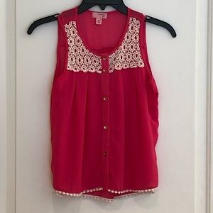 Pink sheer girls sleeves blouse